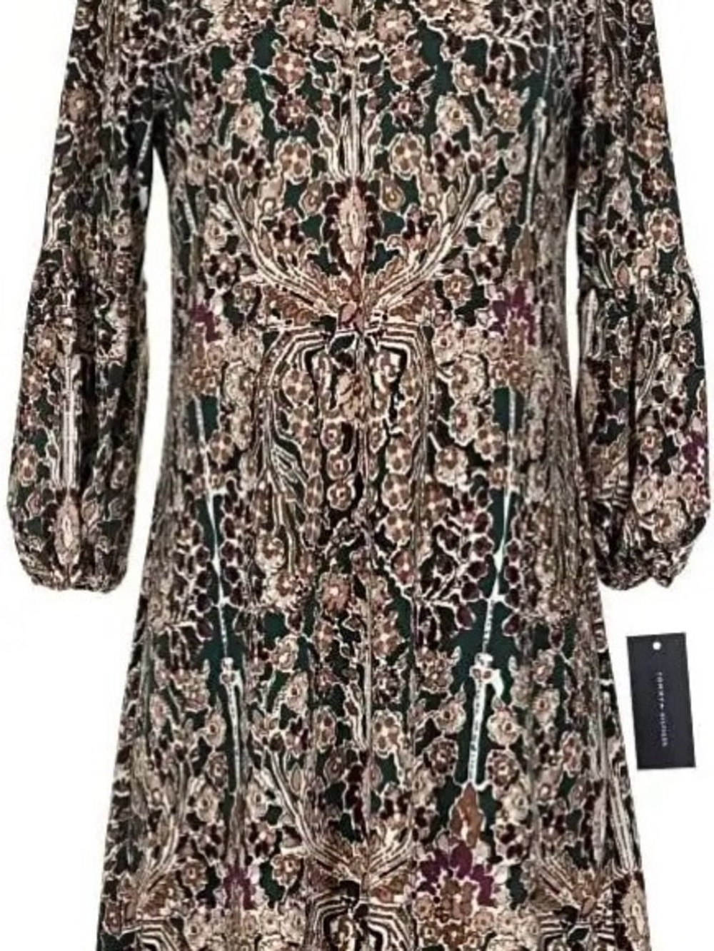 Tommy Hilfiger Dark Green Floral Long Sleeve Dress
